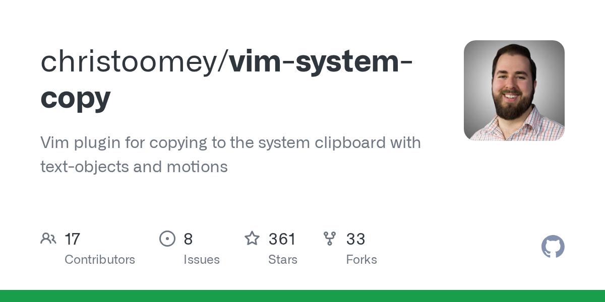 Vim plugin for copying to the system clipboard with text-objects and motions - christoomey/vim-system-copy